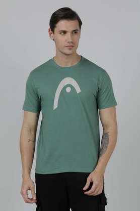 printed cotton poly spandex slim fit men's t-shirt - green