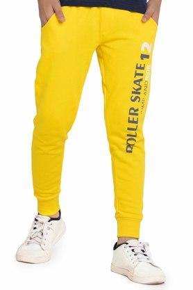printed cotton regular boys joggers - yellow
