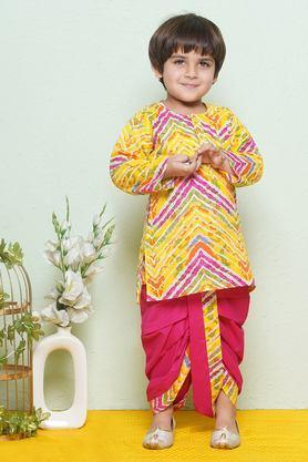 printed cotton regular fit boys dhoti pants - pink