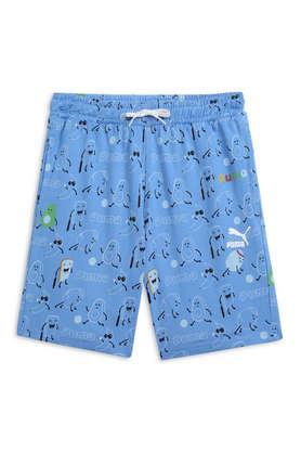 printed cotton regular fit boys shorts - blue