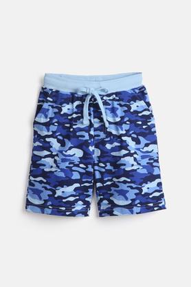 printed cotton regular fit boys shorts - blue