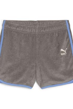 printed cotton regular fit boys shorts - grey