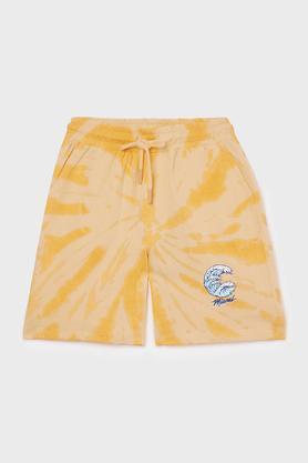 printed cotton regular fit boys shorts - peach