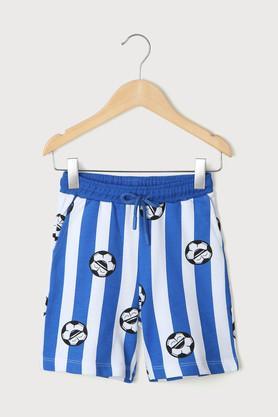 printed cotton regular fit boys shorts - royal