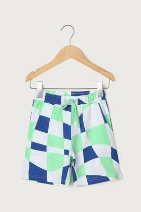 printed cotton regular fit boys shorts - white