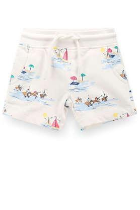 printed cotton regular fit boys shorts - white