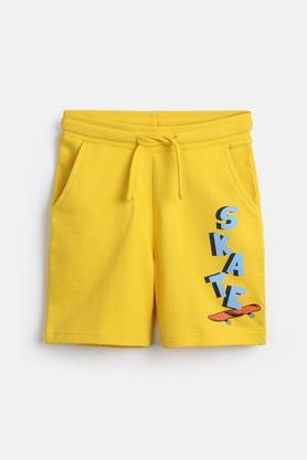 printed cotton regular fit boys shorts - yellow