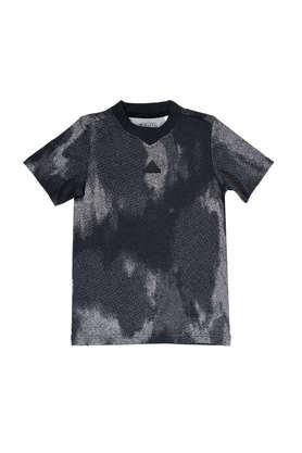 printed cotton regular fit boys t-shirt - black