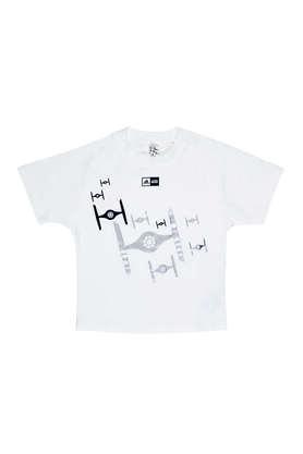 printed cotton regular fit boys t-shirt - white