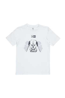 printed cotton regular fit boys t-shirt - white