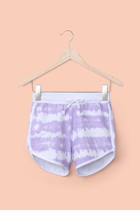 printed cotton regular fit girl's shorts - lavender