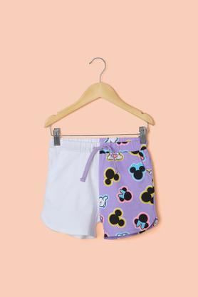 printed cotton regular fit girl's shorts - lavender