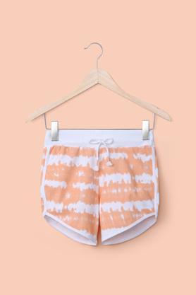 printed cotton regular fit girl's shorts - orange