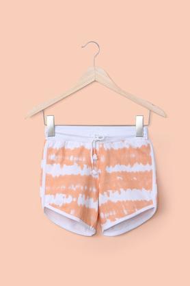 printed cotton regular fit girl's shorts - orange