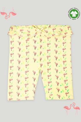 printed cotton regular fit girls pant - yellow