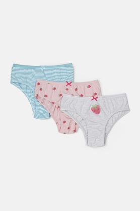 printed cotton regular fit girls panties - multi