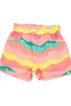 printed cotton regular fit girls shorts - flamingo