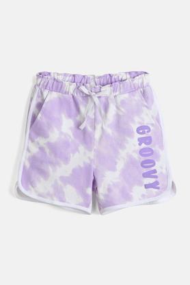 printed cotton regular fit girls shorts - lavender
