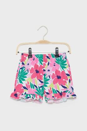 printed cotton regular fit girls shorts - multi