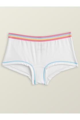 printed cotton regular fit girls shorts - white