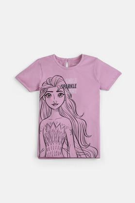 printed cotton regular fit girls t-shirt - lavender