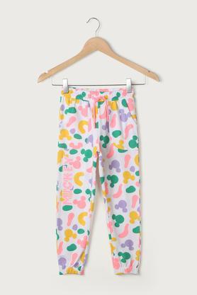 printed cotton regular fit girls track pants - multi