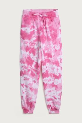 printed cotton regular fit girls track pants - pink