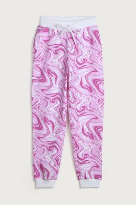 printed cotton regular fit girls track pants - pink