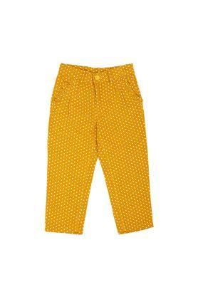 printed cotton regular fit girls trousers - yellow