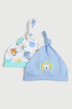 printed cotton regular fit infant boys caps - multi