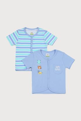 printed cotton regular fit infant boys front open vest - multi