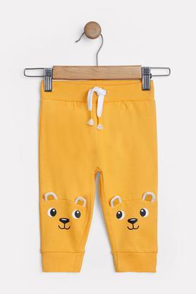 printed cotton regular fit infant boys joggers - mustard