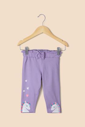 printed cotton regular fit infant girl's joggers - lilac