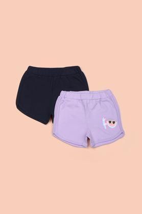 printed cotton regular fit infant girl's shorts - multi