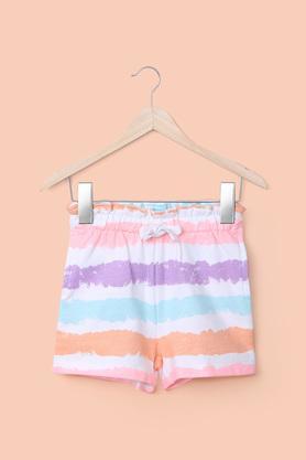 printed cotton regular fit infant girl's shorts - multi