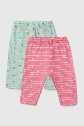 printed cotton regular fit infant girls leggings - mint