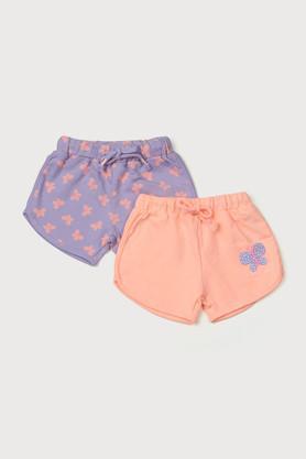 printed cotton regular fit infant infant girls shorts - multi