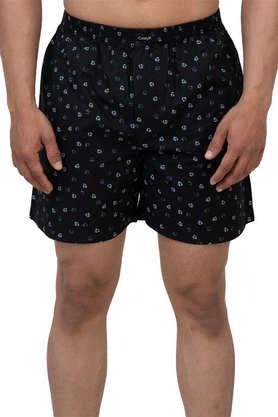 printed cotton regular fit men's boxers - black