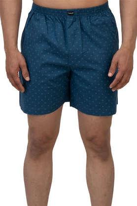 printed cotton regular fit men's boxers - blue