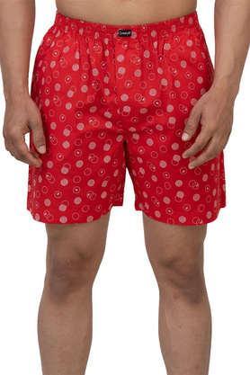 printed cotton regular fit men's boxers - red