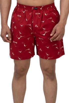 printed cotton regular fit men's boxers - red