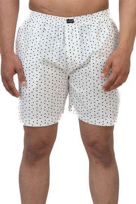 printed cotton regular fit men's boxers - white