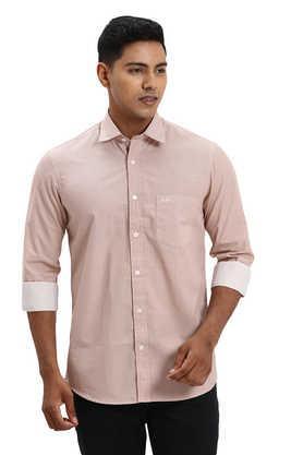 printed cotton regular fit men's casual shirt - brown