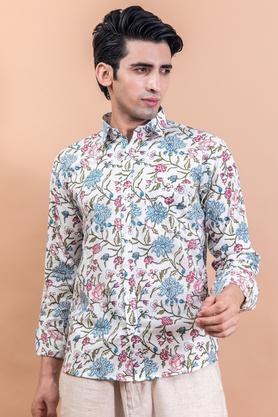 printed cotton regular fit men's casual shirt - multi