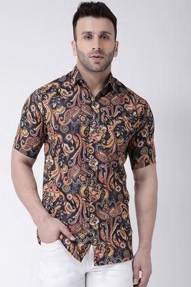 printed cotton regular fit men's casual wear shirt - multi