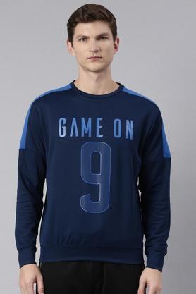 printed cotton regular fit men's sweatshirt - blue