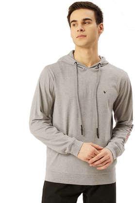 printed cotton regular fit men's sweatshirts - grey