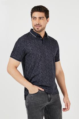 printed cotton regular fit men's t-shirt - black