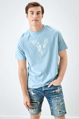 printed cotton regular fit men's t-shirt - blue