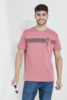 printed cotton regular fit men's t-shirt - dull rose